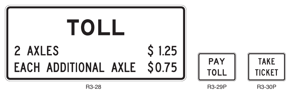 Figure 2F-2. Toll Plaza Regulatory Signs and Plaques