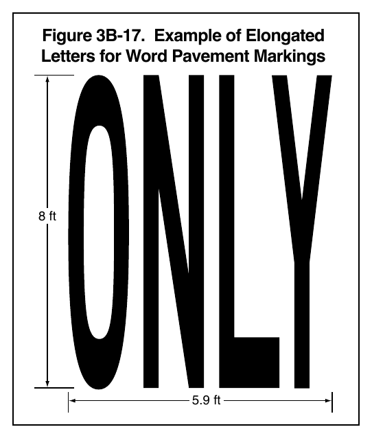 Figure 3B-17. Example of Elongated Letters for Word Pavement Markings