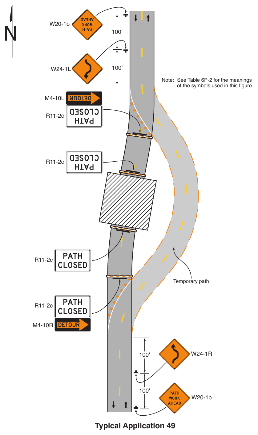 Figure 6P-49. Shared-Use Path Closure with a Diversion (TA-49)