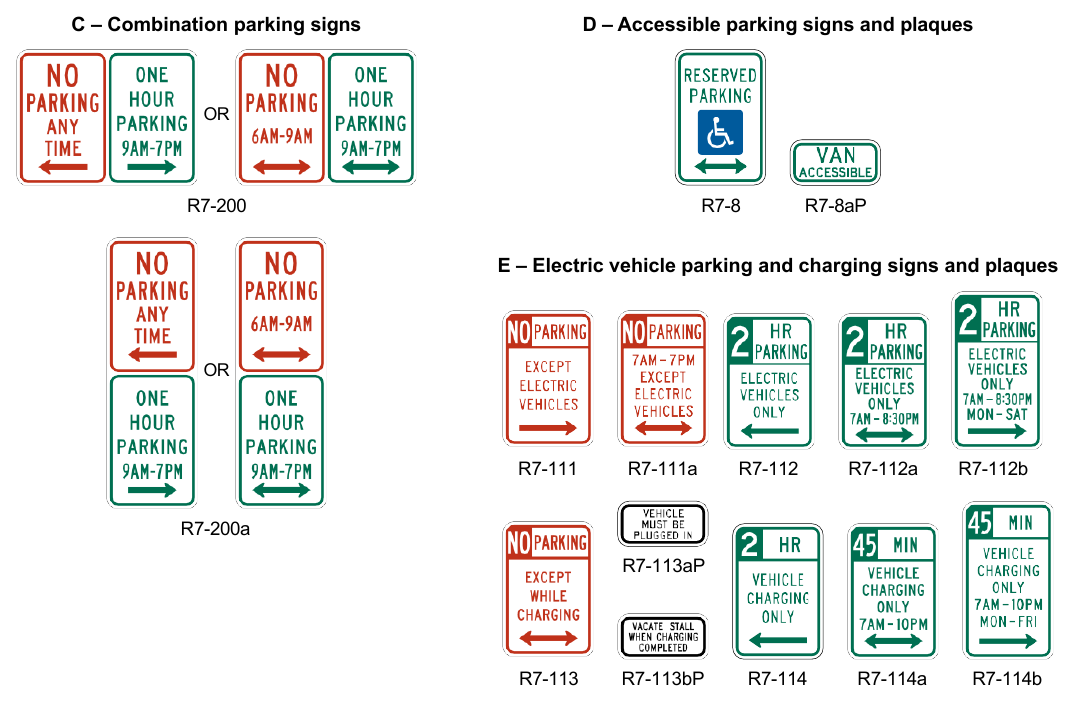 Figure 2B-25. Parking, Standing, and Stopping Signs and Plaques (R7 and R8 Series) (Sheet 2 of 2)