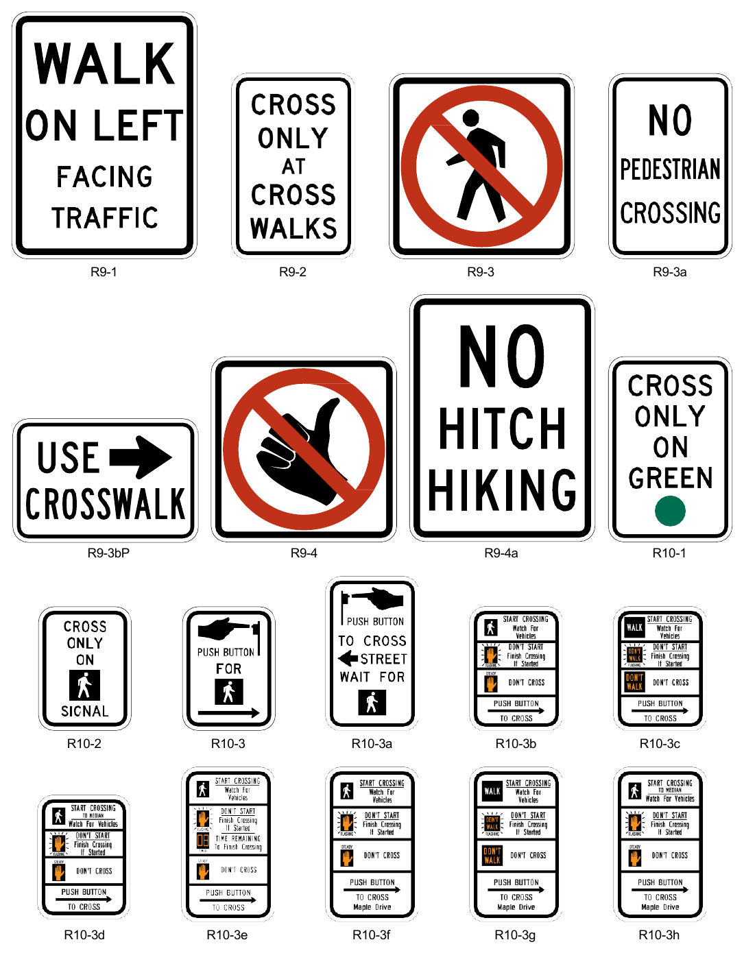 Figure 2B-27. Pedestrian Signs and Plaques (Sheet 1 of 2)