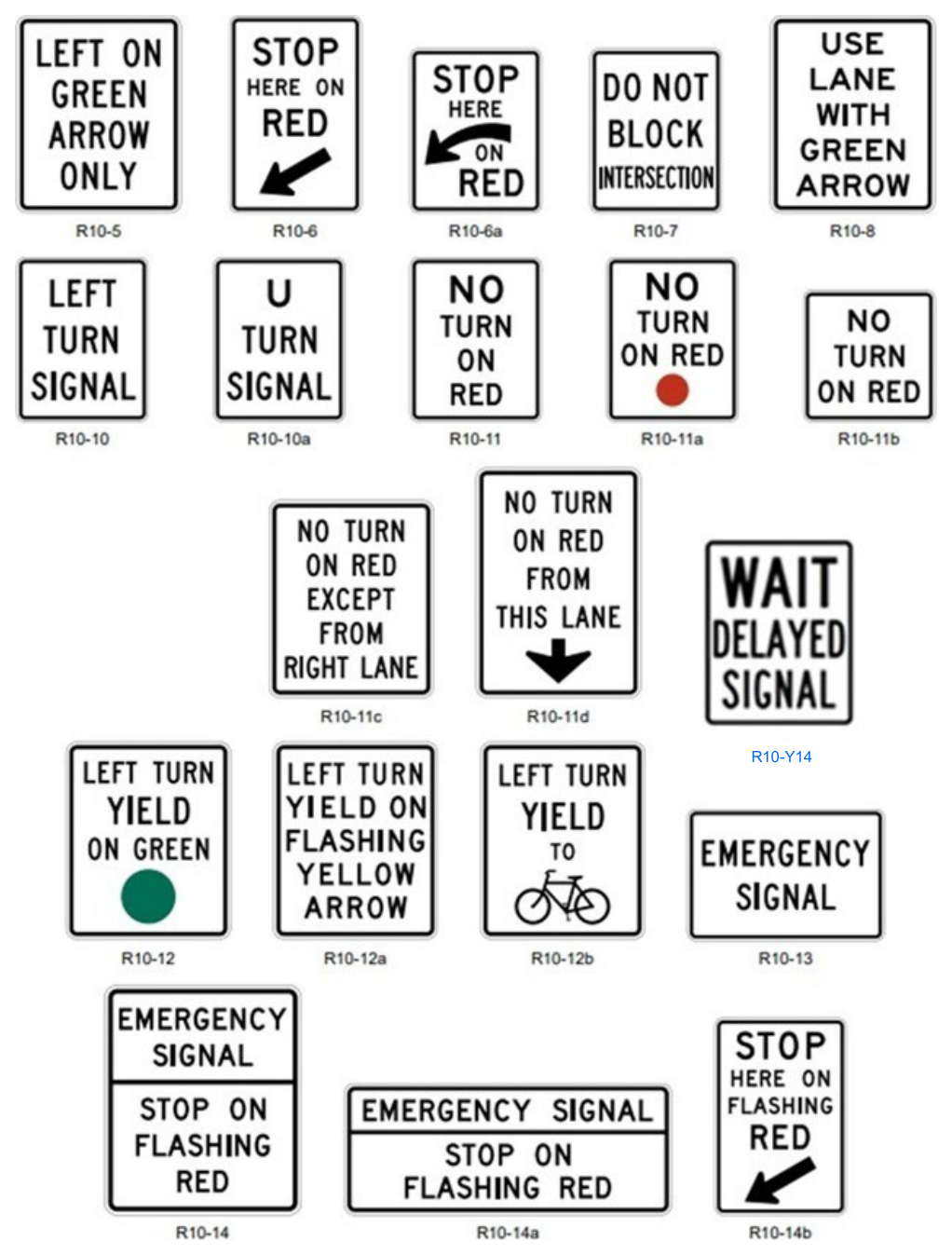 Figure 2B-28. Traffic Signal Signs and Plaques (Sheet 1 of 2)
