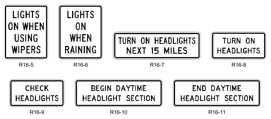 Figure 2B-34. Headlight Use Signs