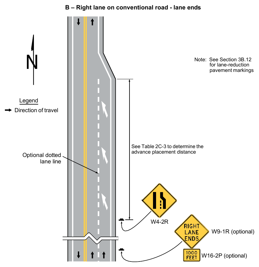 Figure 2C-13. Example Sequences for Lane Ends and Lane Merge Signs (Sheet 2 of 5)