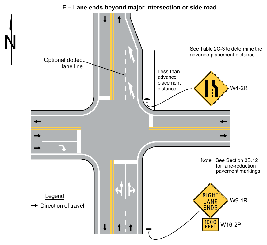 Figure 2C-13. Example Sequences for Lane Ends and Lane Merge Signs (Sheet 4 of 5)