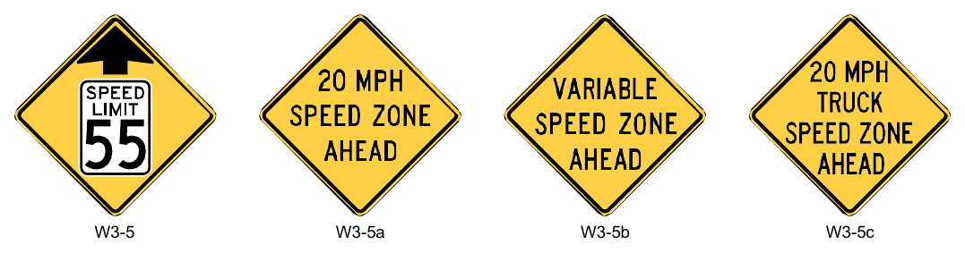 Figure 2C-9. Reduced Speed Limit Ahead and Speed Zone Signs