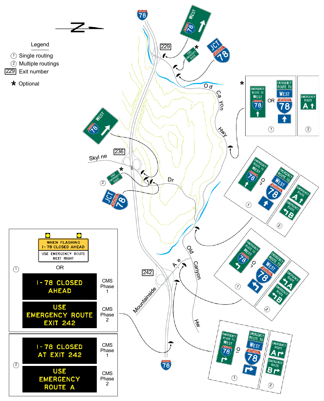 Figure 2D-38. Example of Permanent Guide Signing for Rerouting Because of Traffic Incidents