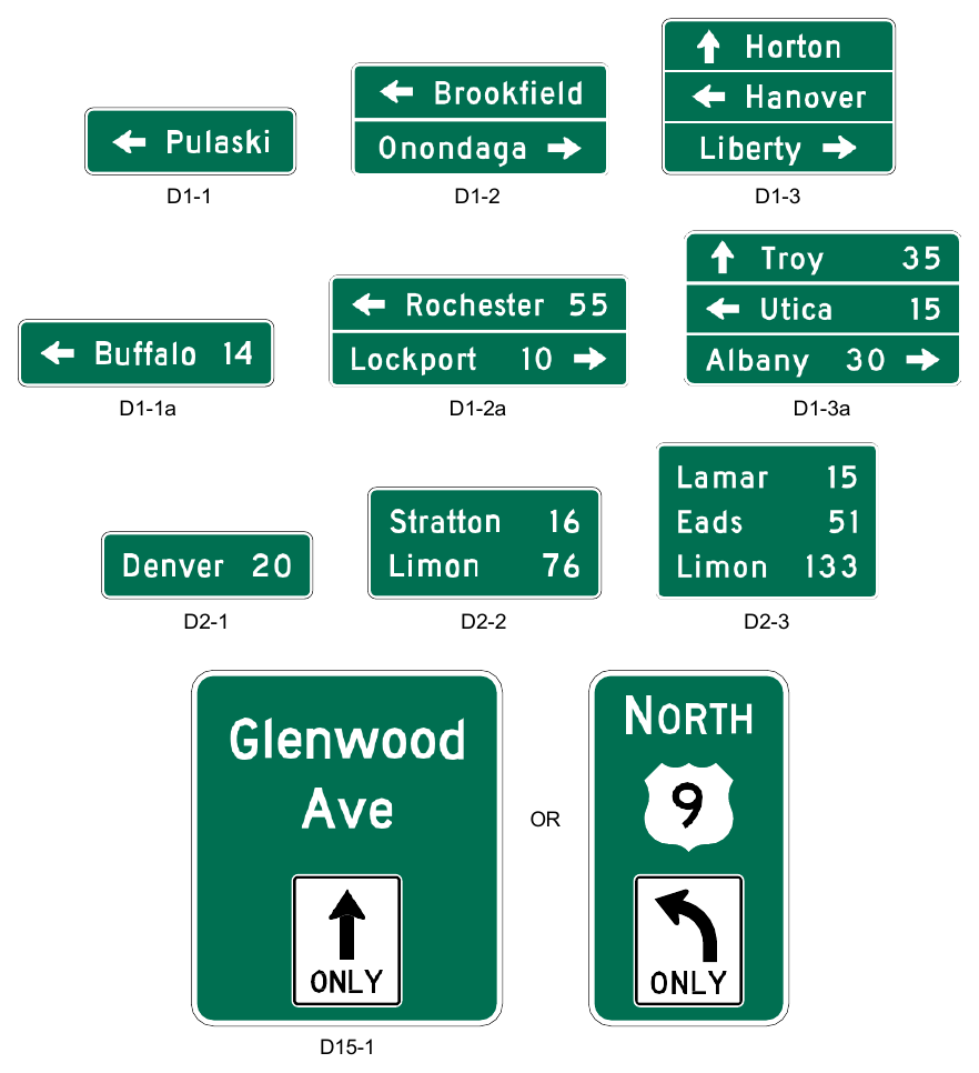 Figure 2D-9. Destination and Distance Signs