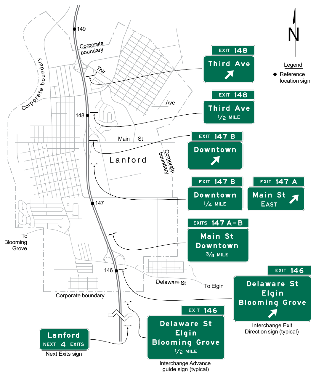 Figure 2E-58. Example of the Use of a Next Exits Sign