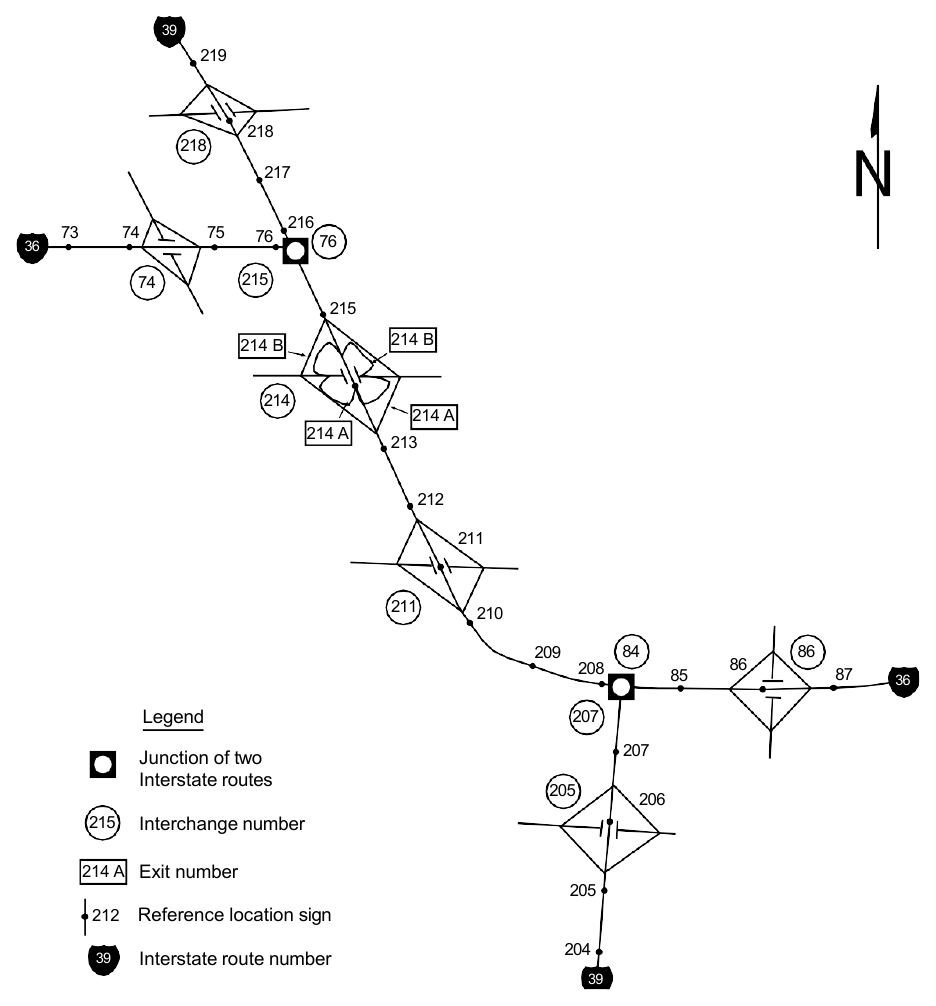 Figure 2E-8. Example of Interchange Numbering for Overlapping Routes
