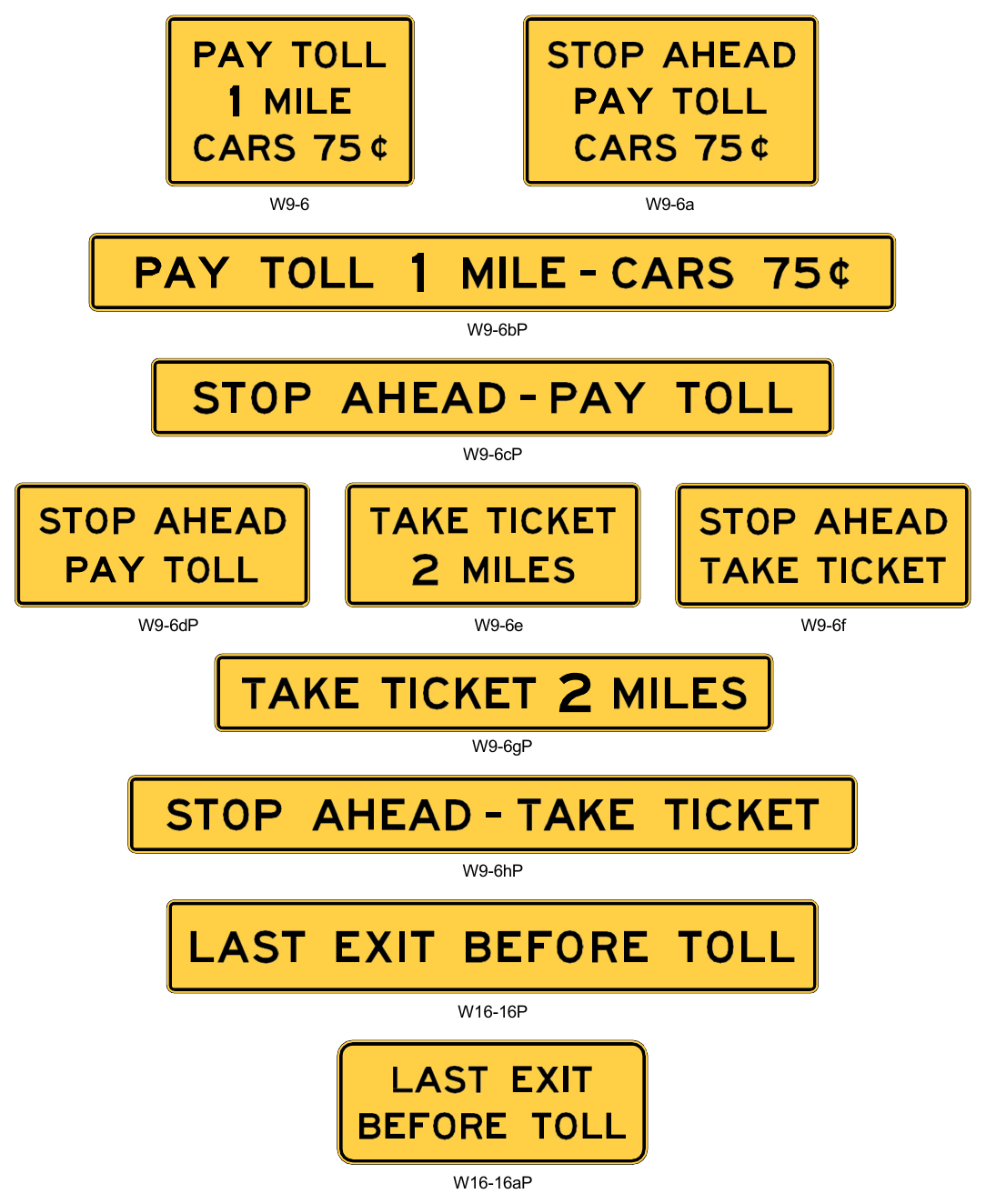 Figure 2F-4. Toll Plaza Warning Signs and Plaques