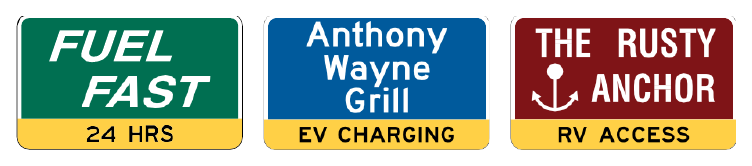 Figure 2J-4. Examples of Supplemental Messages on Business Identification Sign Panels