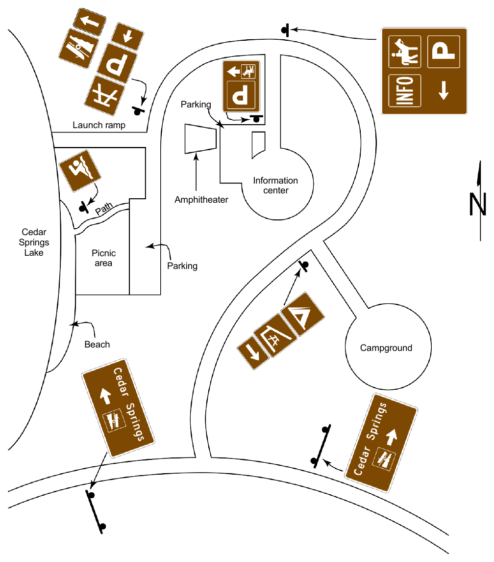 Figure 2M-4. Examples of Symbol and Destination Guide Signing Layout