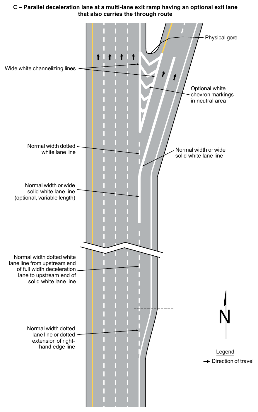 Figure 3B-9. Examples of Dotted Line and Channelizing Line Applications for Exit Ramp Markings (Sheet 2 of 2)