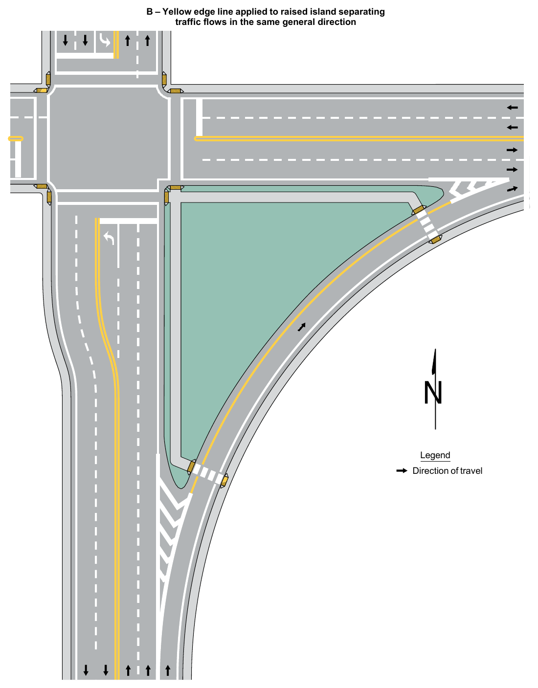 Figure 3J-4. Examples of Pavement Markings for Raised Islands (Sheet 2 of 2)