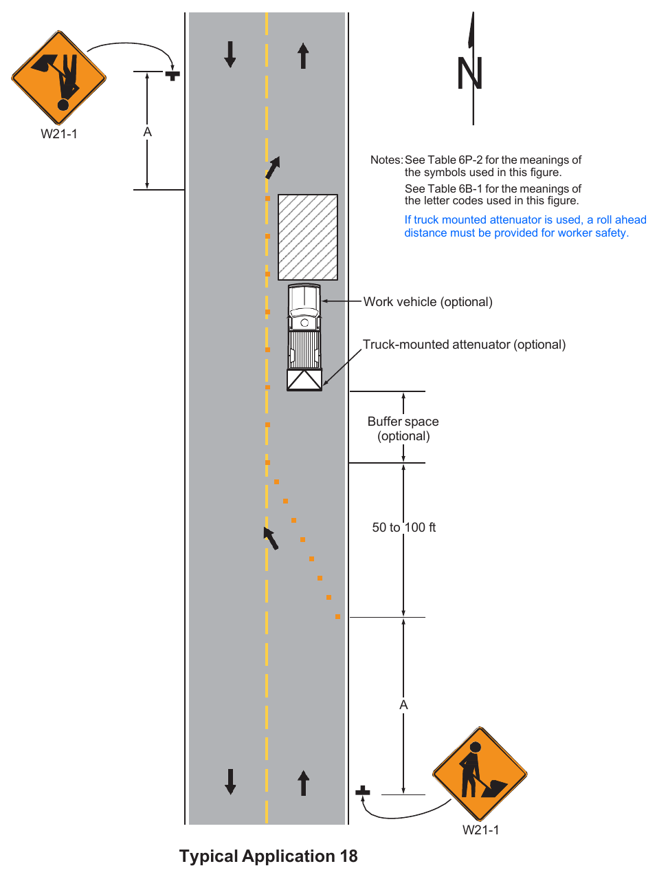 Figure 6P-18. Lane Closure on a Minor Street (TA-18)