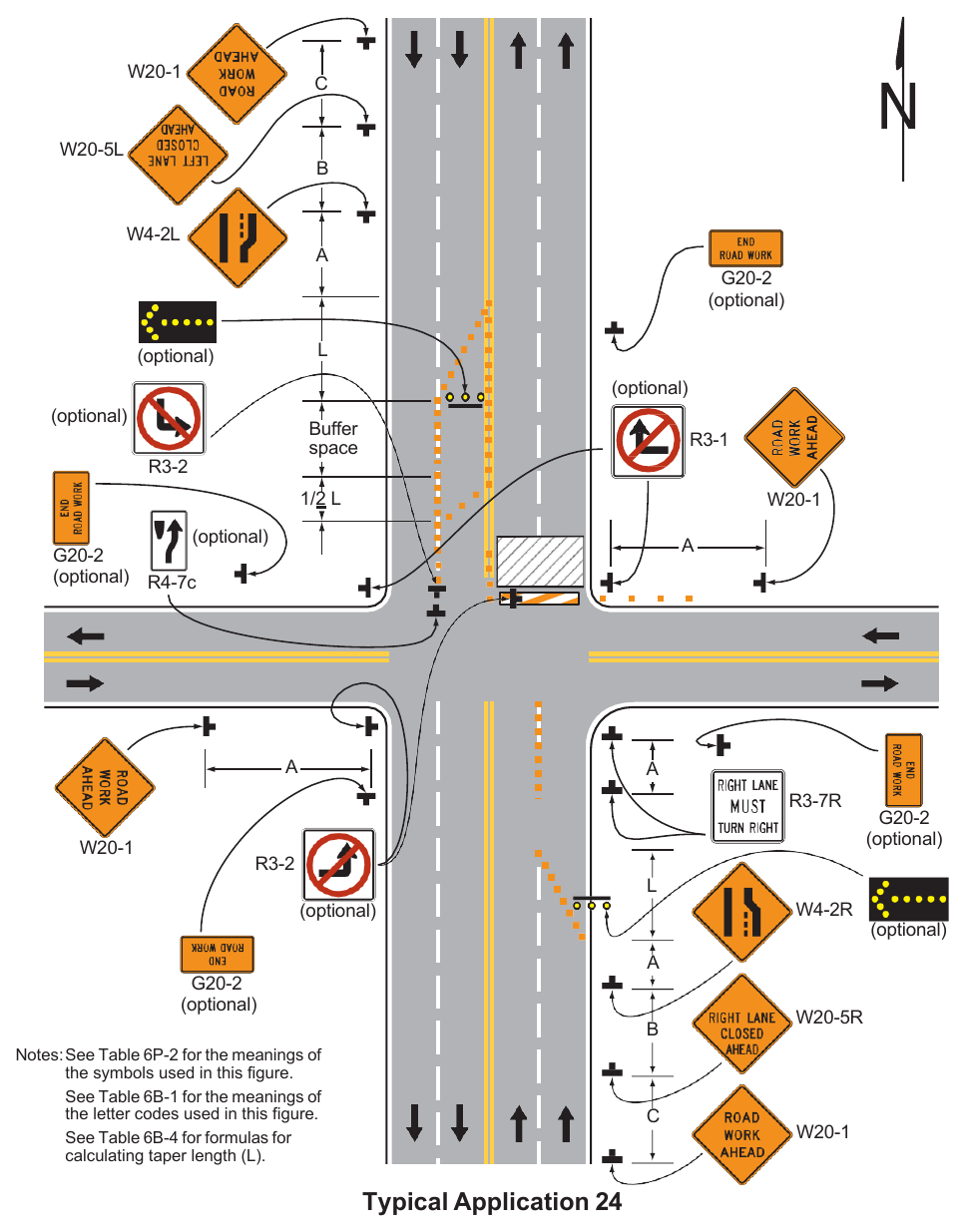 Figure 6P-24. Half Road Closure on the Far Side of an Intersection (TA-24)