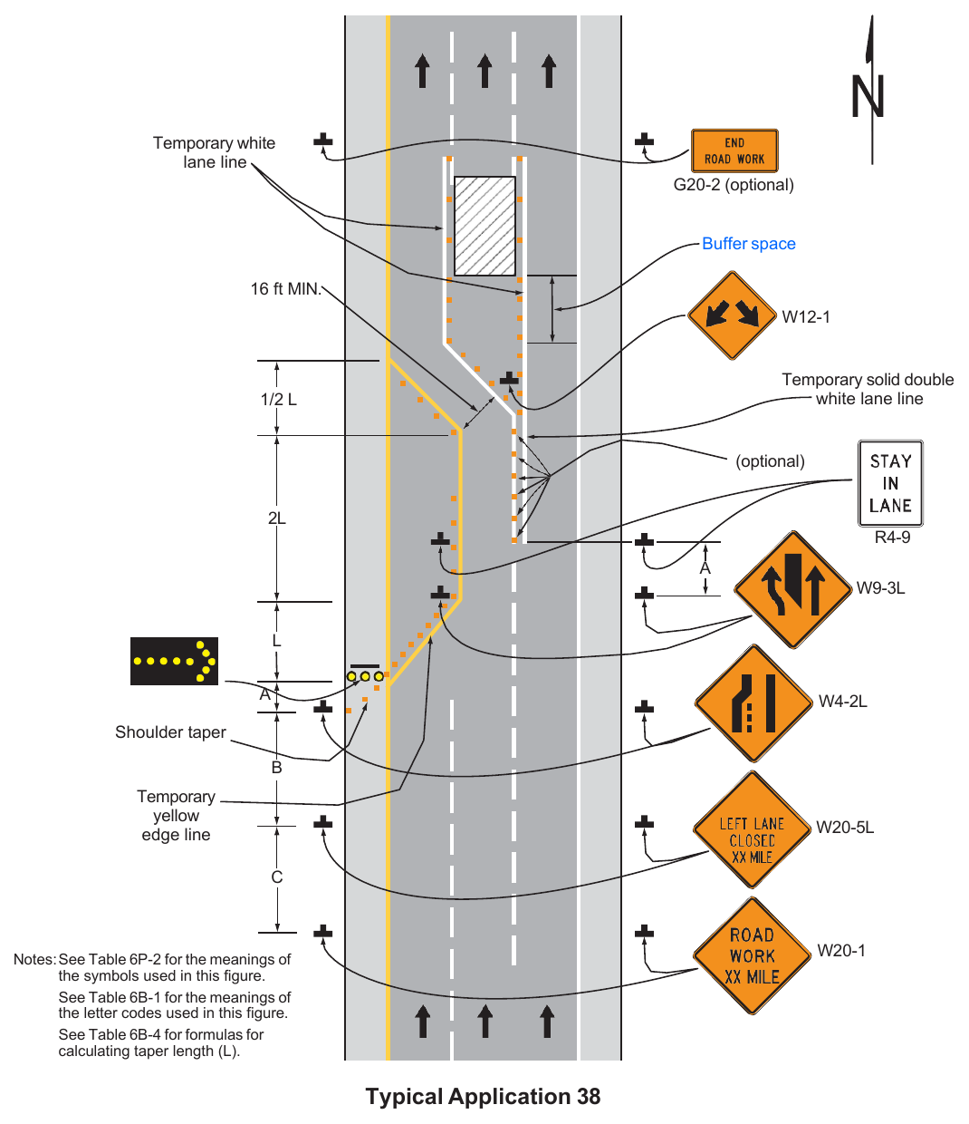 Figure 6P-38. Interior Lane Closure on a Freeway (TA-38)