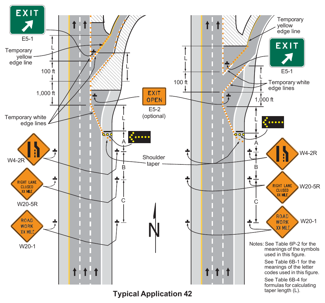 Figure 6P-42. Work in the Vicinity of an Exit Ramp (TA-42)