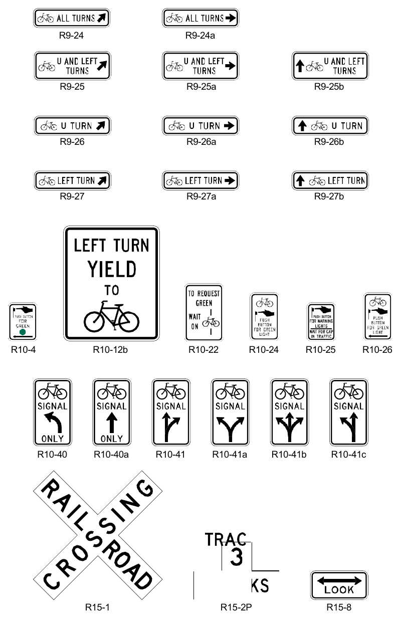 Figure 9B-1. Regulatory Signs and Plaques for Bicycle Facilities (Sheet 2 of 2)
