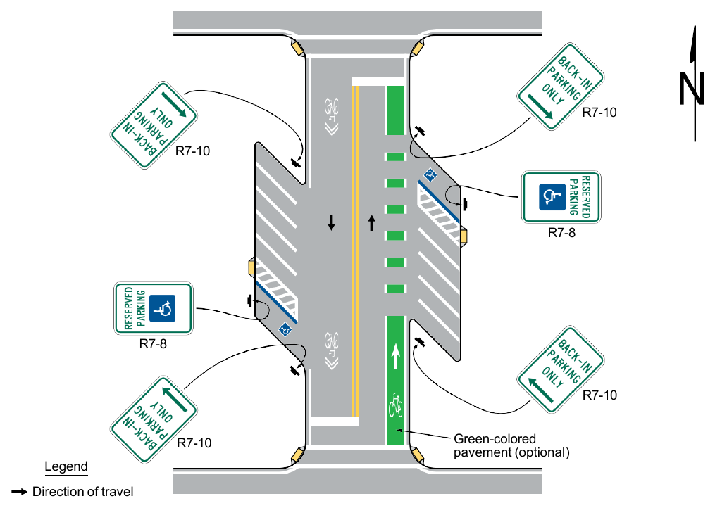 Figure 9B-3. Examples of Bicycle Facilities Adjacent to Back-In Parking