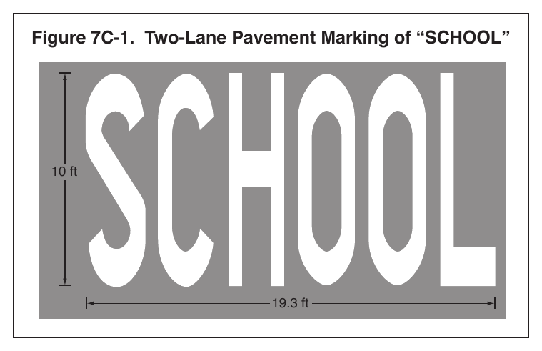 Figure 7C-1. Two-Lane Pavement Marking of “SCHOOL”