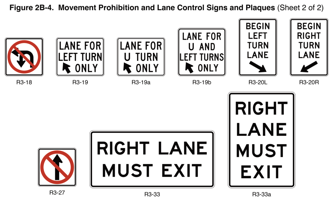 Figure 2B-4. Movement Prohibition and Lane Control Signs and Plaques (Sheet 2 of 2)