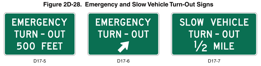 Figure 2D-28. Emergency and Slow Vehicle Turn-Out Signs