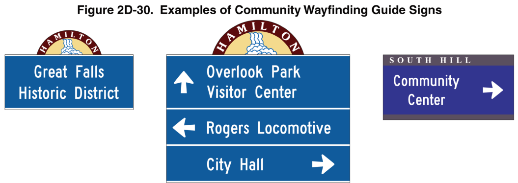 Figure 2D-30. Examples of Community Wayfinding Guide Signs