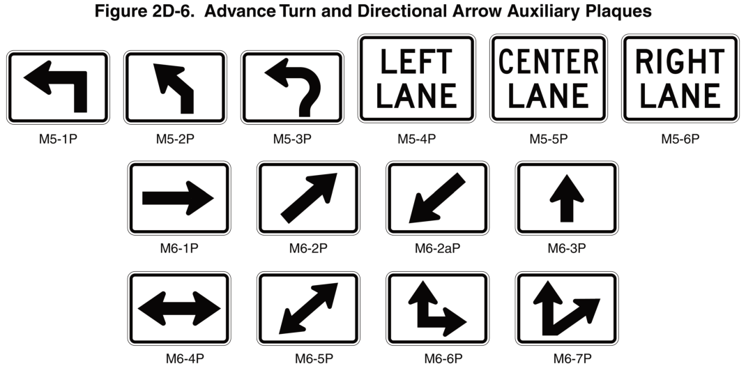 Figure 2D-6. Advance Turn and Directional Arrow Auxiliary Plaques