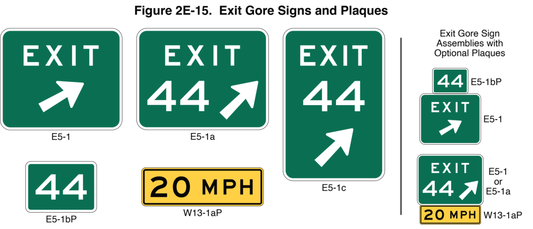 Figure 2E-15. Exit Gore Signs and Plaques