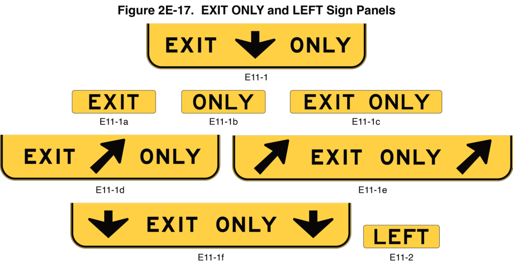 Figure 2E-17. EXIT ONLY and LEFT Sign Panels