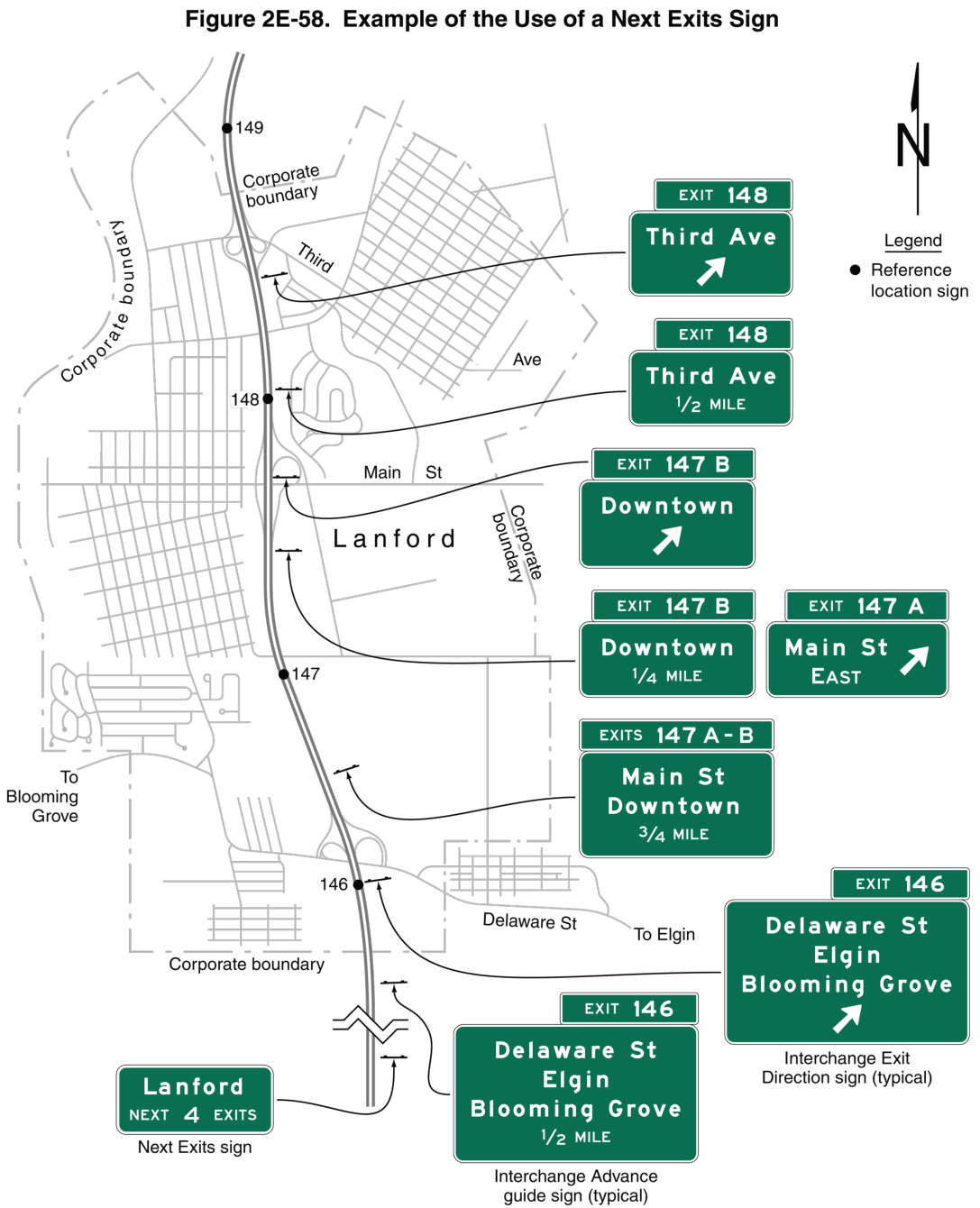 Figure 2E-58. Example of the Use of a Next Exits Sign