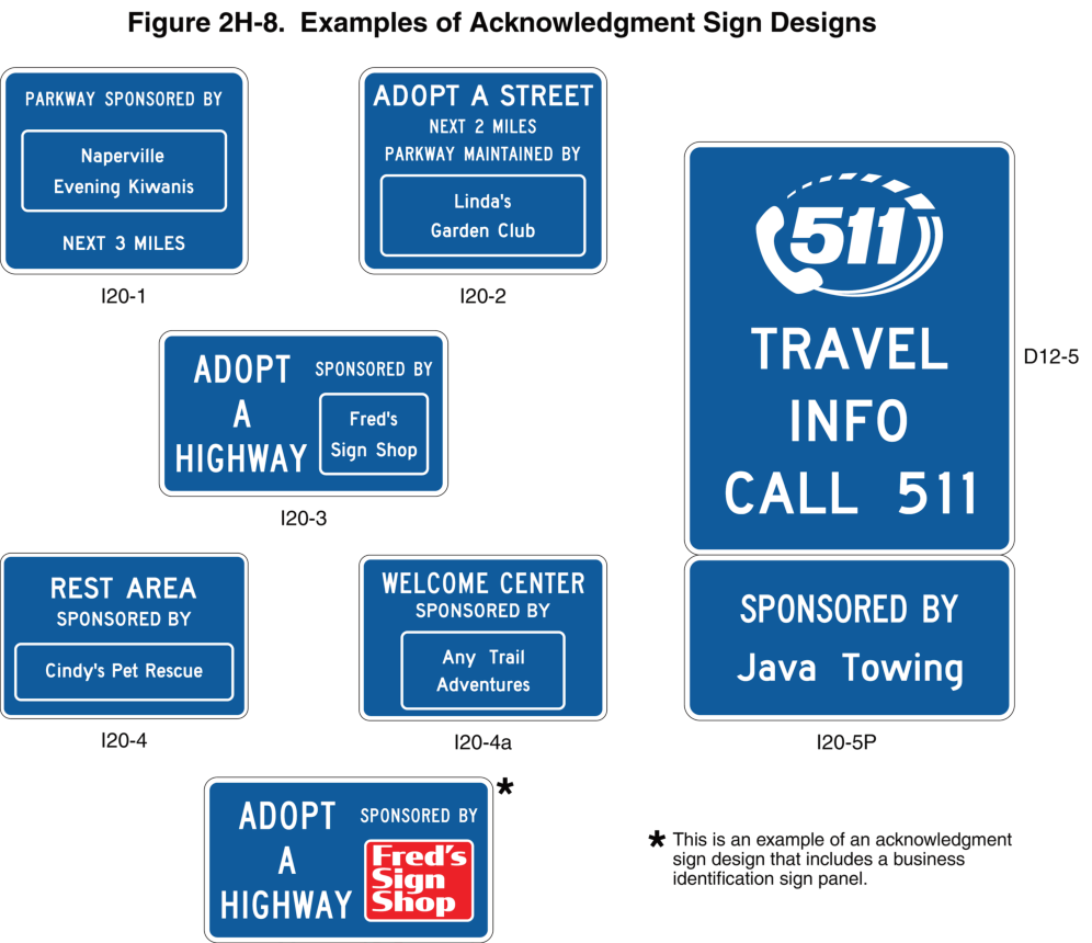 Figure 2H-8. Examples of Acknowledgment Sign Designs