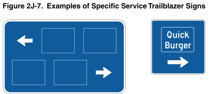 Figure 2J-7. Examples of Specific Service Trailblazer Signs