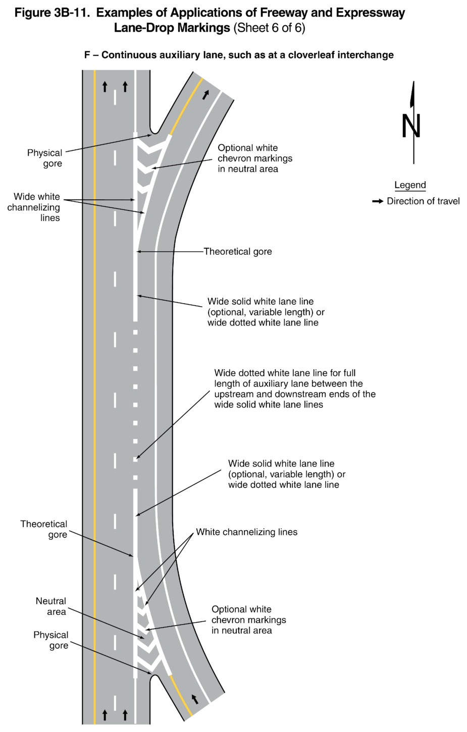 Figure 3B-11. Examples of Applications of Freeway and Expressway Lane-Drop Markings (Sheet 6 of 6)