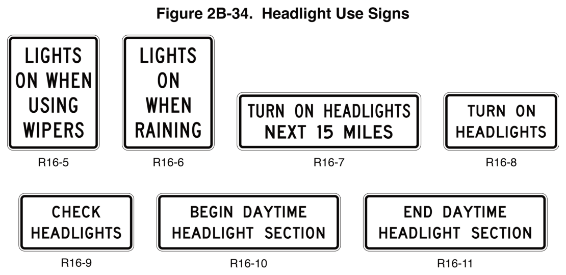 Figure 2B-34. Headlight Use Signs