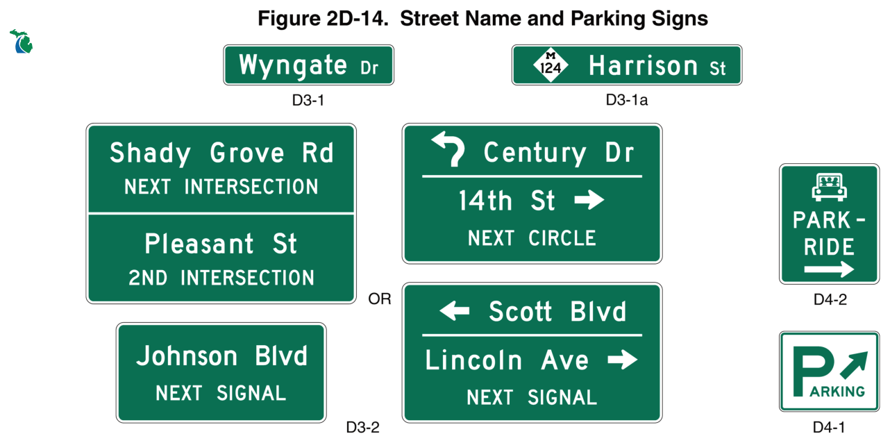 Figure 2D-14. Street Name and Parking Signs