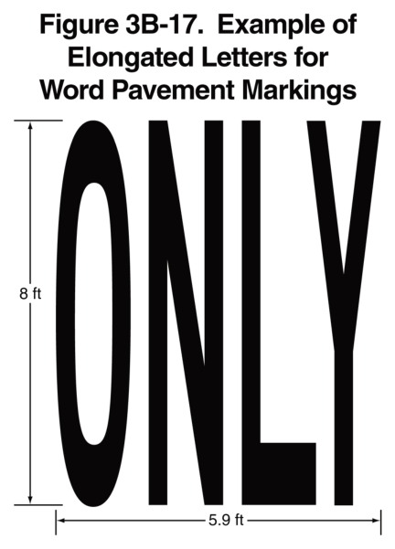 Figure 3B-17. Example of Elongated Letters for Word Pavement Markings
