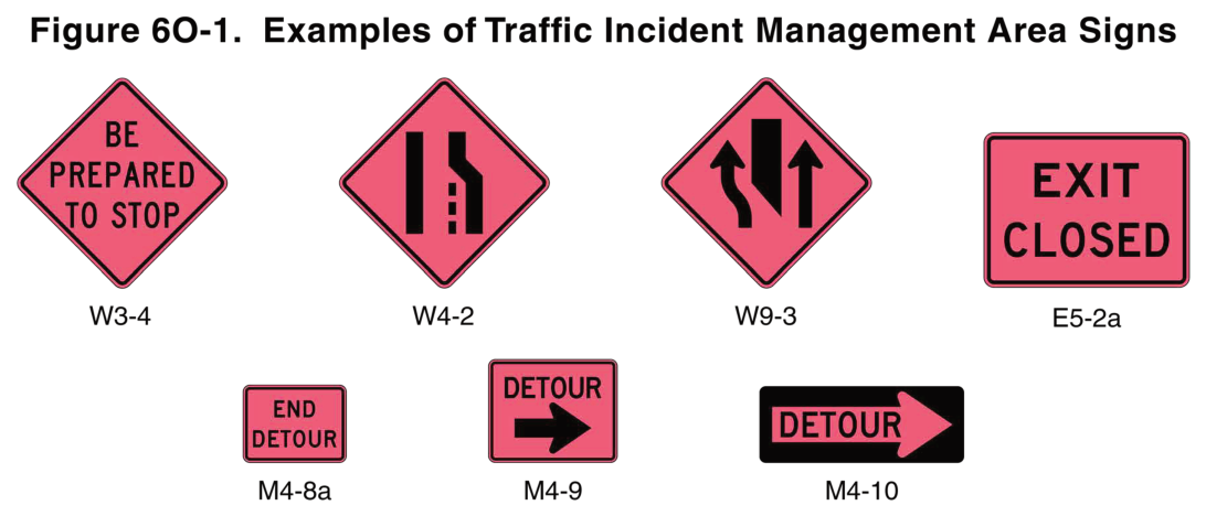 Figure 6O-1. Examples of Traffic Incident Management Area Signs