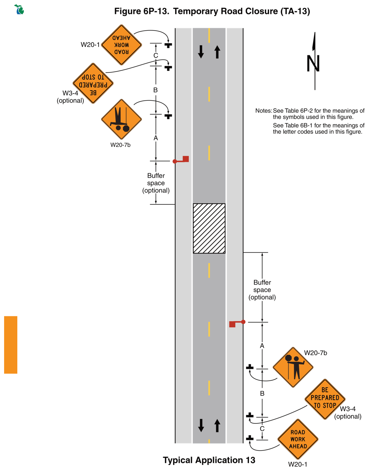 Figure 6P-13. Temporary Road Closure (TA-13)