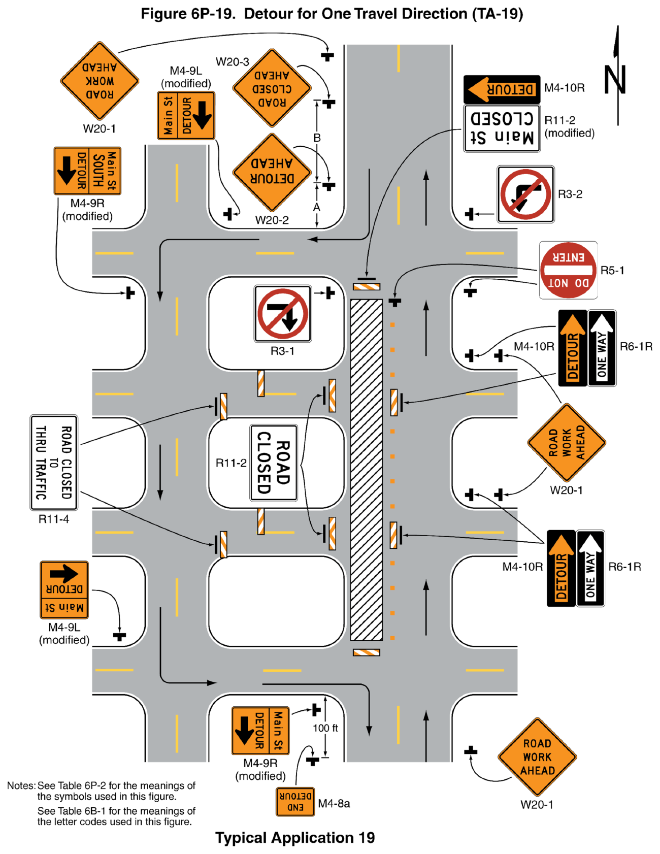 Figure 6P-19. Detour for One Travel Direction (TA-19)