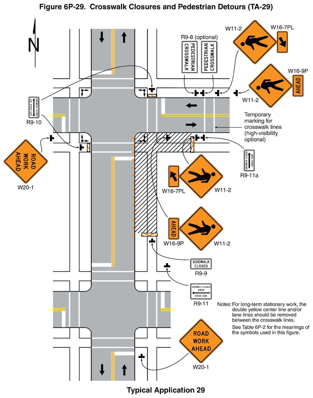 Figure 6P-29. Crosswalk Closures and Pedestrian Detours (TA-29)