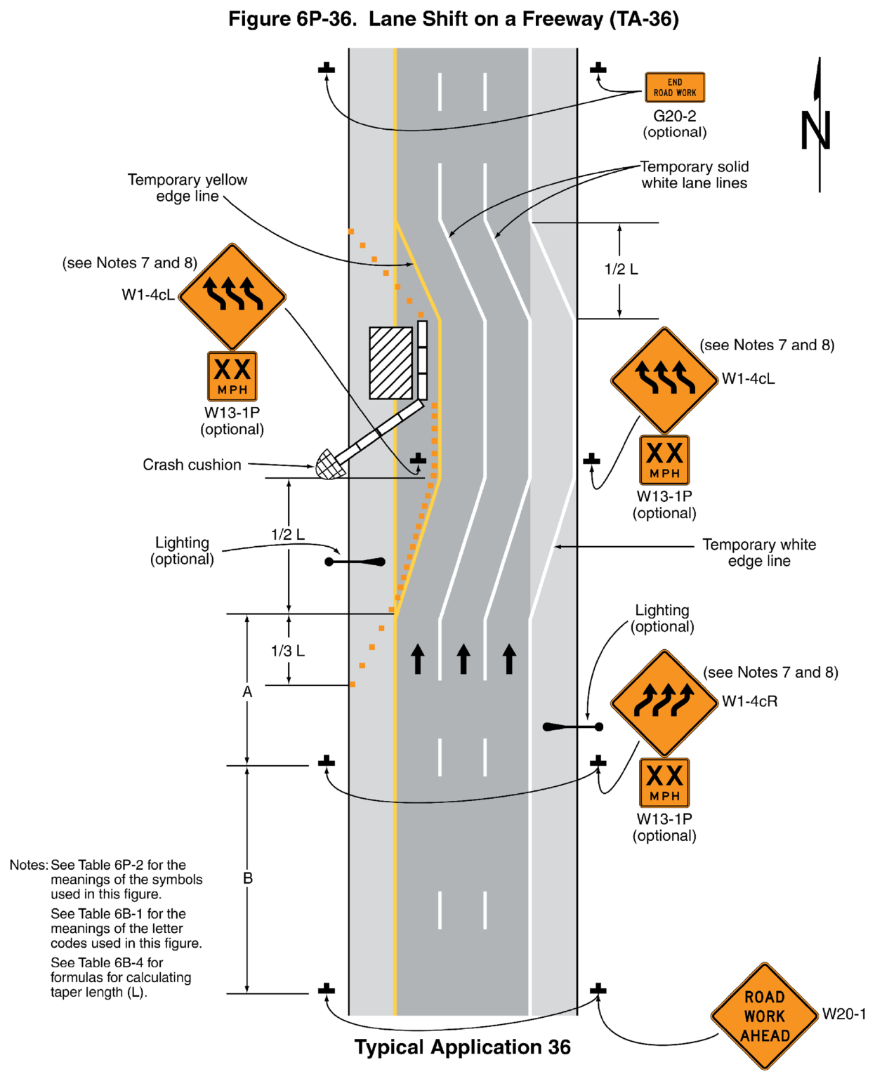 Figure 6P-36. Lane Shift on a Freeway (TA-36)