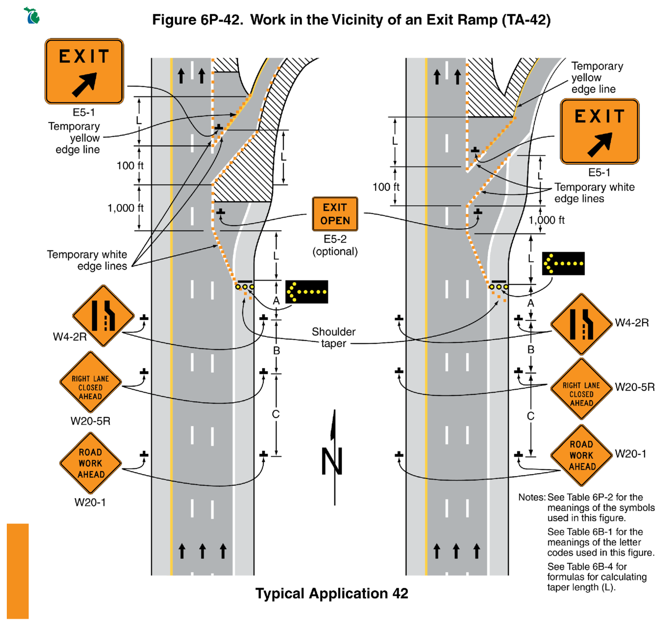 Figure 6P-42. Work in the Vicinity of an Exit Ramp (TA-42)