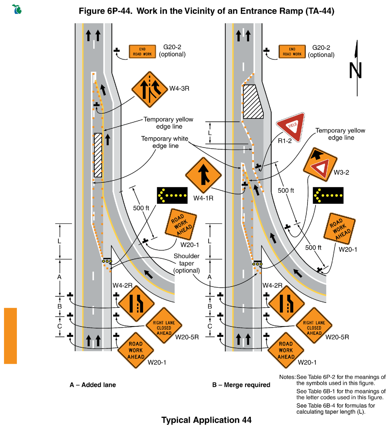 Figure 6P-44. Work in the Vicinity of an Entrance Ramp (TA-44)