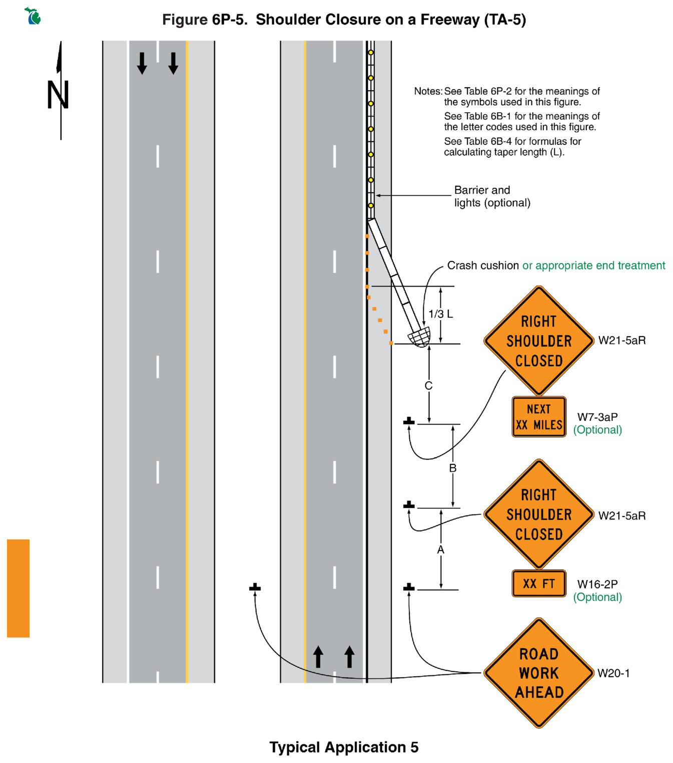 Figure 6P-5. Shoulder Closure on a Freeway (TA-5)