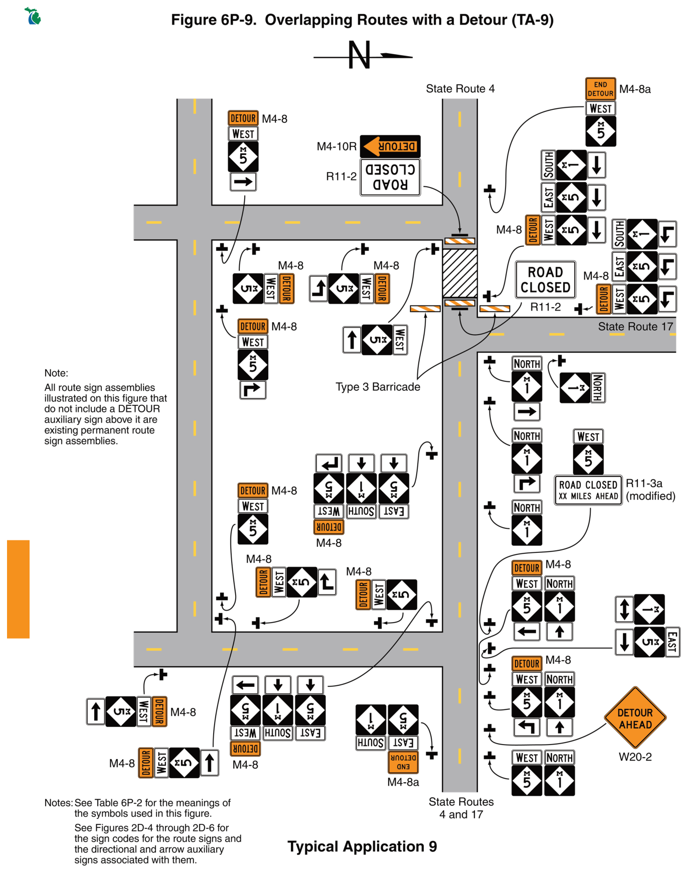 Figure 6P-9. Overlapping Routes with a Detour (TA-9)