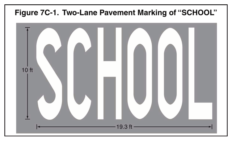 Figure 7C-1. Two-Lane Pavement Marking of “SCHOOL”