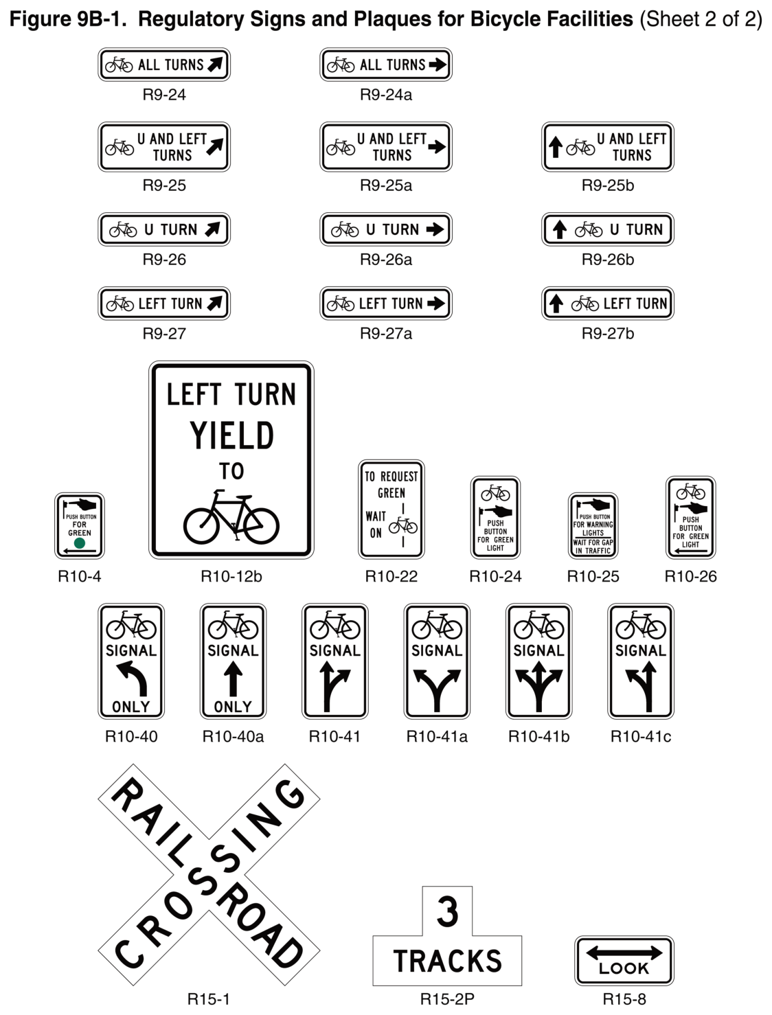 Figure 9B-1. Regulatory Signs and Plaques for Bicycle Facilities (Sheet 2 of 2)
